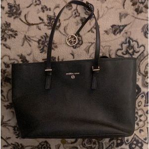 Michael Kors Black Large Leather Tote.